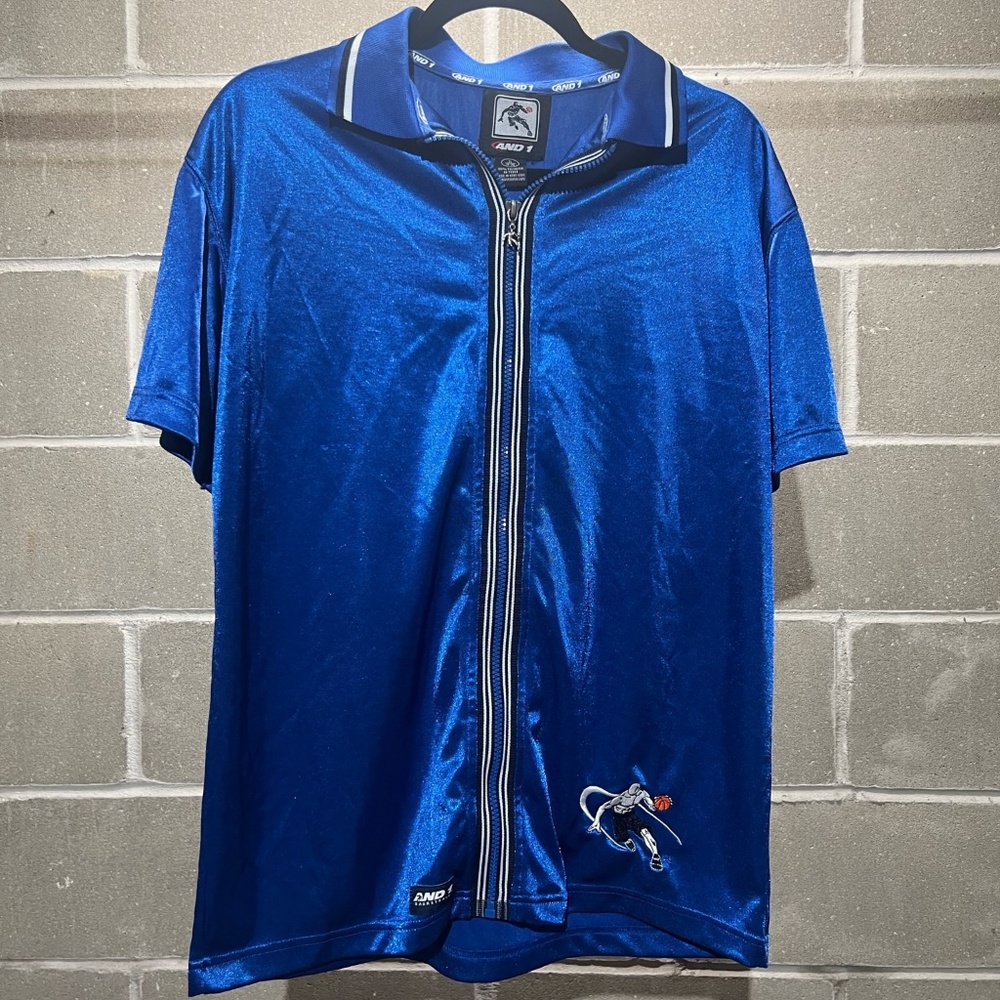 Vintage And 1 Royal Blue Jersey Zip-up Shirt